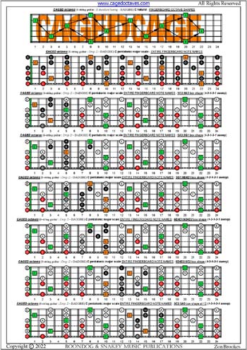 CAGED octaves C pentatonic major scale (13131 sweep patterns) box shapes : entire fretboard notes